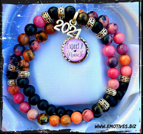 2 Piece Handmade 2021 Beaded Bracelet - EXPECT A MIRACLE