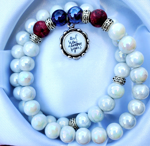 2 Piece Beaded Bracelet Set - AND SO THE ADVENTURE BEGINS