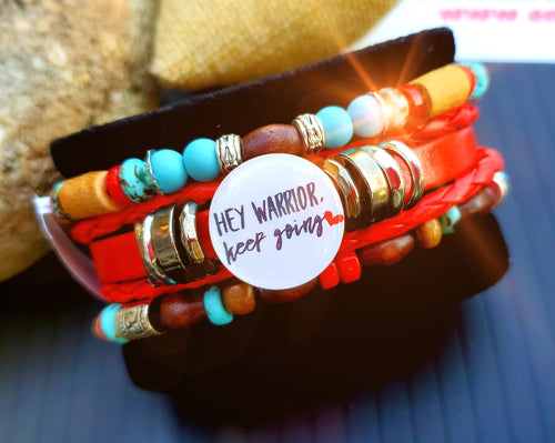 3 Piece Handmade Bracelet Set -  HEY WARRIOR, KEEP GOING❤️